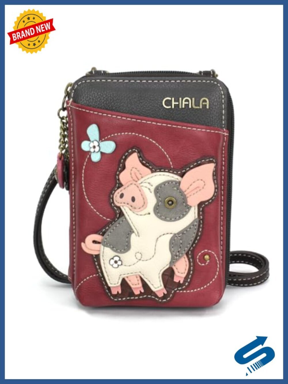 Faux Leather Wallet Crossbody Cell Phone Purse with Adjustable Strap